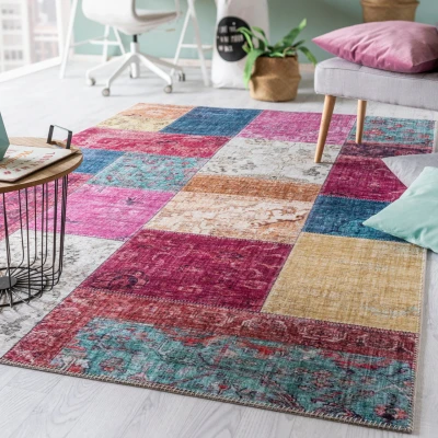 Abbildung von LUXOR living Teppich &quot;Prima 2&quot;, rechteckig, Kurzflor, Patchwork Muster, Vintage Design, Wohnzimmer