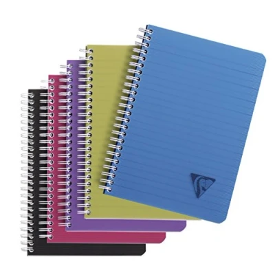 Abbildung von Clairefontaine 329546C Schulheft mit Doppelspirale / Spiralheft Linicolor Intensive DIN A5 90 Blatt 90g liniert, Einband aus gerilltem PP, farbig sortiert, 1 Stück