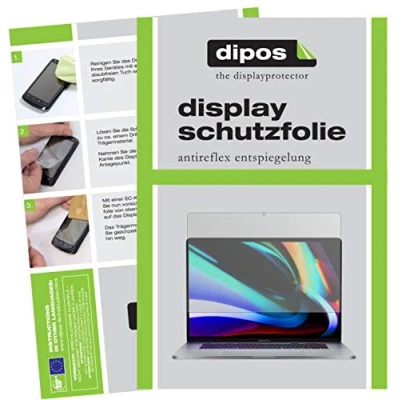 Abbildung von dipos I 2X Schutzfolie matt kompatibel mit Apple MacBook Pro 16 Zoll (2020) Folie Displayschutzfolie