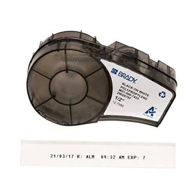 Abbildung von Brady (M21 750 7425) Polypropylenband für BMP21 PLUS; LAB; 19.05 mm x 6.40 m Schwarz auf Weiß