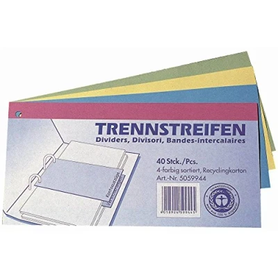 Abbildung von k.A. Trennstreifen 10,5x24cm 4 Farben sortiert VE= 40 Stück