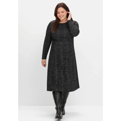 Abbildung von Sheego Strickkleid, Damen, Größe: 40, Schwarz gemustert