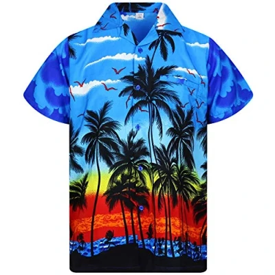 Abbildung von V.H.O. Funky Hawaii Hemd, Herren, Kurzarm, Beach, Blau, 6XL