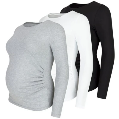 Abbildung von M.M.C. 3 PACK Langarmshirt, Damen, Größe: XL, Schwarz weiß hellgrau