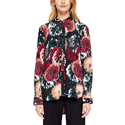 Abbildung von s.Oliver BLACK LABEL Damen 11.911.11.2736 Bluse, Schwarz (Black AOP 99a3), 38