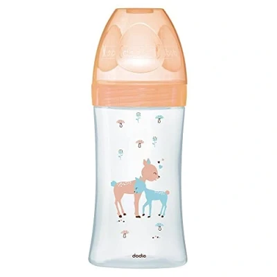 Abbildung von Dodie Babyflasche, Antikolik Sensation+, Glas, Beige, Hirschkuh, 270 ml, 0 6 Monate, flacher Sauger, Fluss 2