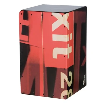 Abbildung von VOLT Cool Cajon &quot;28 Street&quot; Design Percussion (Cajon Set inkl. Lernbuch Schule Basics + CD &amp; Seatpad, Größe:L) geeignet ab 10 Jahren