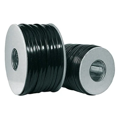 Abbildung von TPFNet Premium Modular Kabel flach, Telefon (6 polig, 6 adrig belegt, AWG 28) zum Anschluss von Telefonen, Faxgeräten und Modems, Schwarz, 100m