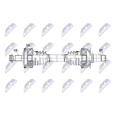 Abbildung von NTY NPW ME 212 Antriebswelle Hinterachse links, rechts 765mm Schaltgetriebe, Automatikgetriebe