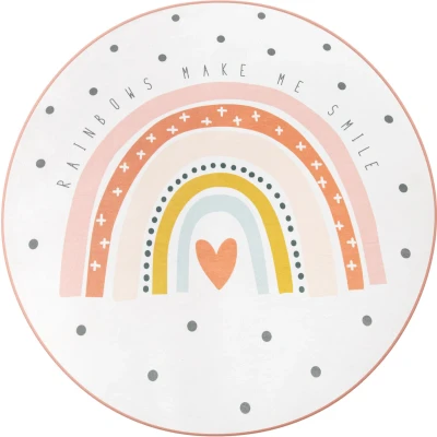 Abbildung von Paco Home Kinderteppich &quot;Chicos 552&quot;, rund, Flachgewebe, Kinder Design, Motiv Regenbogen, Pastell Farben