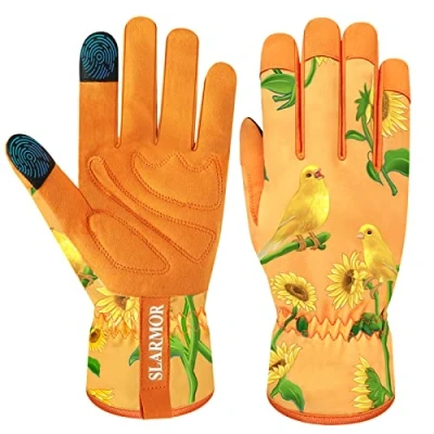 Abbildung von Gartenhandschuhe für Damen,Damen mit Touchscreen,Mikrofaser Leder Damen,Frauen Hof, Reinigung, Gartenarbeit, Landschaftsbau, Pflücken, Pflanzen
