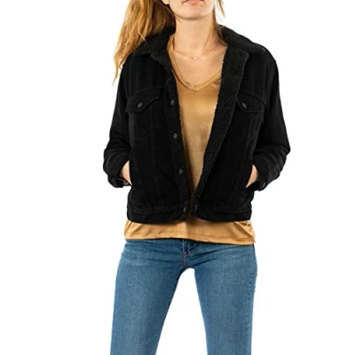 Abbildung von Levi&#039;s Sherpa Trucker Jeansjacke, Damen, Größe: Small, Forever black