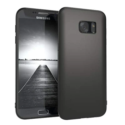 Abbildung von EAZY CASE Handyhülle Silikon mit Kameraschutz kompatibel Samsung Galaxy S7 Edge in schwarz matt, Ultra dünn, Slimcover, Silikonhülle, Hülle, Softcase, Backcover