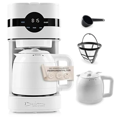 Abbildung von Barista Filterkaffeemaschine LED Display 900W Edelstahl mit Isolierkanne, 1,25 l Wassertank Timer Funktion Aromastärke individuell wählbar