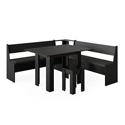 Abbildung von Vicco Eckbankgruppe Roman, Schwarz, 180 x cm mit Tisch