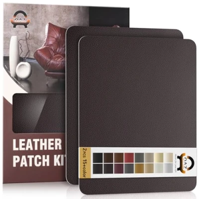 Abbildung von Leder Reparatur Set Kaffee,OAZ Kunstleder Selbstklebend 28 x 21 cm 2er,Kunstleder Reparaturset Patch Selbstklebende Lederflicken für Autositze Möbel Sofa Taschen