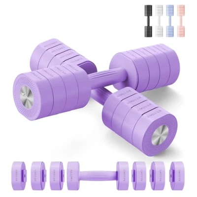 Abbildung von MERACH Hanteln, kurzhanteln 2er Set Verstellbar, 4 in 1 Hanteln Frauen set, 4KG Gewichte Verstellbare, Dumbbell für Krafttraining, Fitness, Home Gym, Geschenk Lila