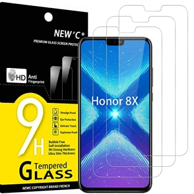 Abbildung von NEW&#039;C 3 Stück, Panzer Schutz Glas für Honor 8X, Frei von Kratzern, 9H Härte, HD Displayschutzfolie, 0.33mm Ultra klar, Ultrabeständig