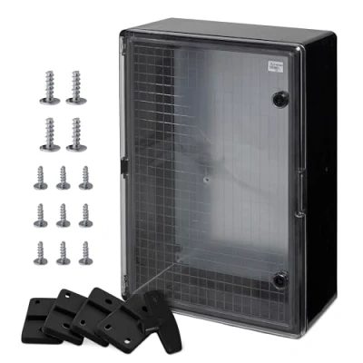Abbildung von BOXEXPERT ABS Kunststoff Gehäuse, IP65, Wandschrank, Industriegehäuse, Leergehäuse, 600x400x200mm, schwarz, transparent, Montageplatte, Gehäuse der Serie Fleet