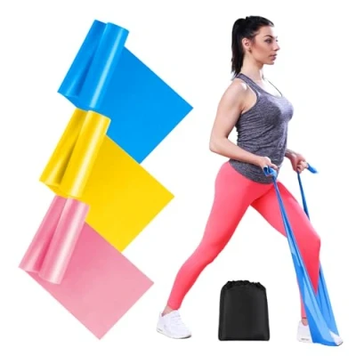 Abbildung von AiQInu Fitnessbänder 3er Set, 2m Mit 3 Widerstandsstufen, Resistance Bands Trainingsband, Gymnastikband Für Muskelaufbau Pilates Yoga