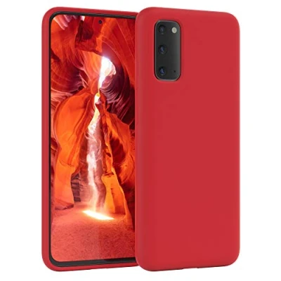 Abbildung von EAZY CASE Premium Silikon Handyhülle kompatibel mit Samsung Galaxy S20, Slimcover Kameraschutz und Innenfutter, Silikonhülle, Schutzhülle, Bumper, Handy Case, Hülle, Softcase, Rot