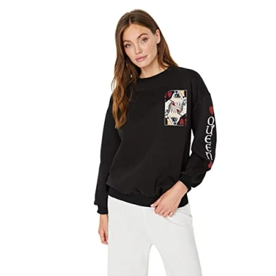Abbildung von Trendyol Damen Twoaw23sw00192/Siyah Sweatshirt, Schwarz, 46