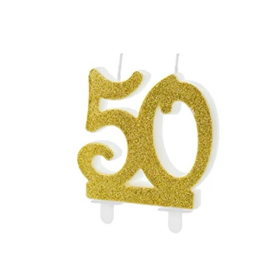 Abbildung von partydeco Geburtstagskerze, Geburtstagskerzen 50 Jahre 7.5cm, gold / glitzer