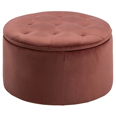 Abbildung von AC Design Furniture Rocco runde Ottomane, H: 35 x B: 60 T: cm, Ø: Koralle, Stoff, 1 Stk.