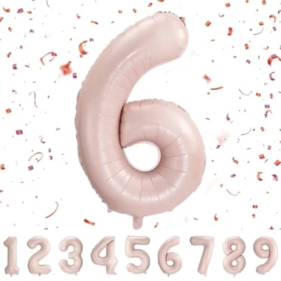 Abbildung von Geburtstag zahlen luftballon 6 jahre Pastel Rose Folienballon XXL Riesen in 40&quot; 101cm Geburtstagsdeko Ballon Zahl Deko zum .Fliegt mit Helium