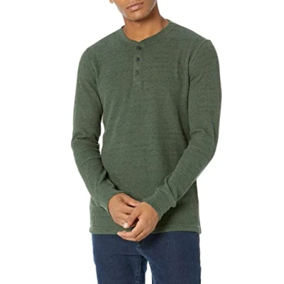 Abbildung von Amazon Essentials Herren Langärmeliges Waffel Henley, Schmale Passform, Olivenheide, L