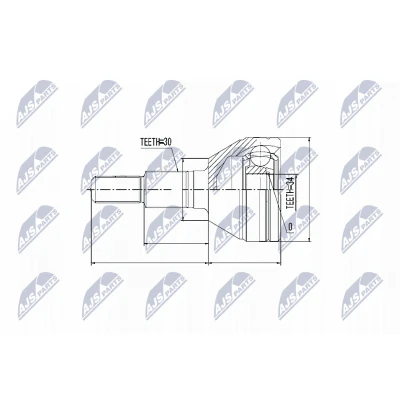 Abbildung von NTY NPZ DW 006 Gelenksatz Schaltgetriebe, Automatikgetriebe Vorderachse links, rechts CHEVROLET: Captiva, OPEL: Antara