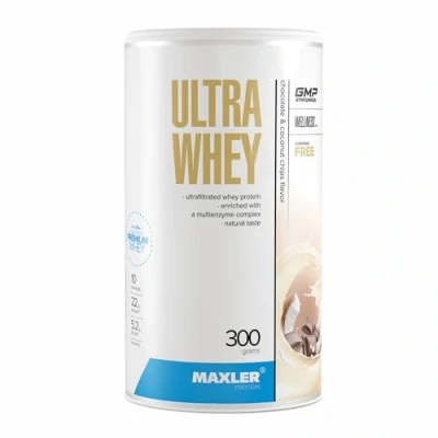 Abbildung von Maxler Ultra Whey Protein 22 g pro Portion Reines Pulver Molkenprotein Konzentrat, Isolat, Hydrolysat Mit BCAA Schokolade &amp; Kokoschips 300g