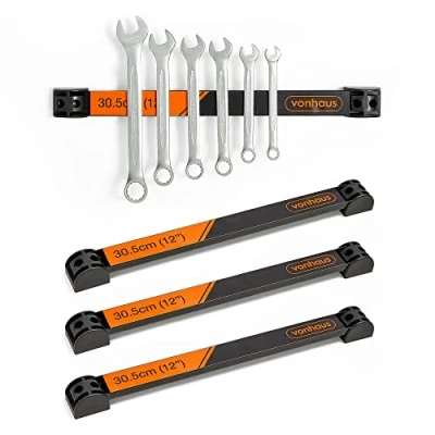 Abbildung von VonHaus 4 Stck 30,5 cm Magnetische Werkzeug Wandhalterung Robuste Magnetleiste für Werkzeugwand Set Schraubenschlüssel und Schraubenzieher 1.8 kg Kapazität