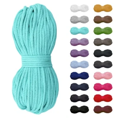Abbildung von Slantastoffe 5m Baumwollkordel 5mm, Kordel, Schnur, Turnbeutel, 21 Farben (Helltürkis)