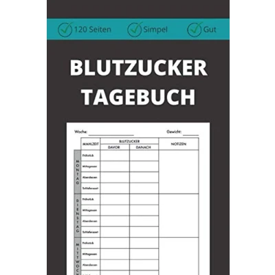 Abbildung von Blutzucker Tagebuch Diabetes für Diabetiker: 120 Seiten