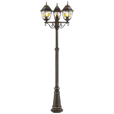 Abbildung von Brilliant Außen Stehlampe &quot;Janel&quot;, 3 flammig, Leuchtmittel E27 ohne Leuchtmittel, flammige Außenstandleuchte 220cm Höhe Fassung