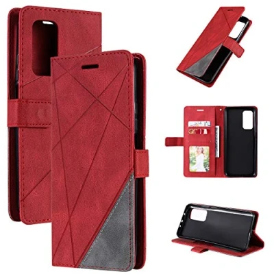 Abbildung von QiongniAN Hülle für Xiaomi Redmi K30S Leder,Hülle Mi 10T 5G M2007J3SY / Pro M2007J3SG M2007J3SC Klapphülle Handytasche Case Red