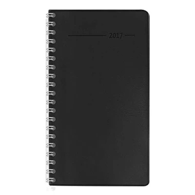 Abbildung von Slimtimer Ringbuch PVC schwarz 2023 Taschen Kalender 9x15,6 cm Ringbindung fester Einband Weekly 128 Seiten Alpha Edition
