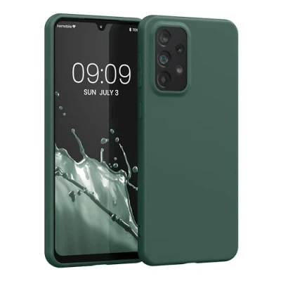 Abbildung von kwmobile Hülle kompatibel mit Samsung Galaxy A33 5G weiches TPU Silikon Case Cover geeignet für kabelloses Laden Tannengrün