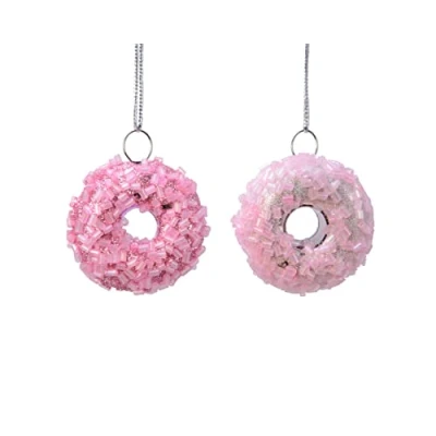 Abbildung von Decoris season decorations Christbaumschmuck, Christbaumschmuck Mini Donut Kunststoff 4cm rosa / pink 1 Stück sort.
