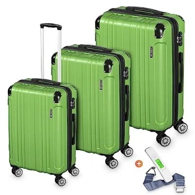 Abbildung von VESKA Trolleyset Hartschalenkoffer Kofferset 3 teilig mit TSA Zahlenschloss 4 Rollen, ABS Hartschale, Reisekoffer Trolley Rollkoffer Koffer
