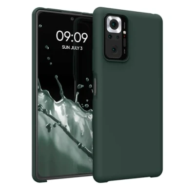 Abbildung von kwmobile Hülle kompatibel mit Xiaomi Redmi Note 10 Pro Silikon Handy Case Handyhülle weiche Oberfläche kabelloses Laden Moosgrün