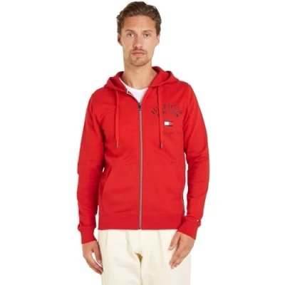 Abbildung von Tommy Hilfiger WCC Arched Varsity Z Sweatshirt, Herren, Größe: Medium, Fierce red