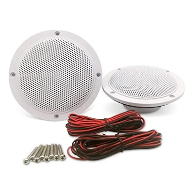 Abbildung von Herdio 4 Zoll Runde Deckenlautsprecher, Paar 160 Watts wasserdichte Marine Boot Einbaulautsprecher, für Badezimmer Spa Raum Motorrad UTV ATV RV Auto Golf Cart (14.3x13.9x11.8cm)