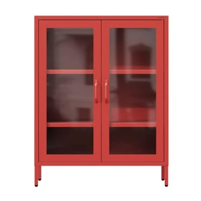 Abbildung von Jan Nowak Kommode Niedrige Vitrine 800 x 1015 400 mm, Modern: rot (Niedrige GINA, rot)