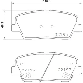 Abbildung von BREMBO P 30 105 Bremsbelagsatz mit akustischer Verschleißwarnung Anti Quietsch Blech Zubehör HYUNDAI: Santa FE 3, Grand Fé, Fé IV