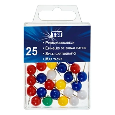 Abbildung von TSI 48120 Pinnmarkiernadeln, 25 er Packung, farbig sortiert