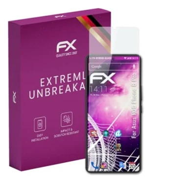 Abbildung von atFoliX Glasfolie kompatibel mit Asus ROG Phone 8 Pro Panzerfolie, 9H Hybrid Glass FX Schutzpanzer Folie