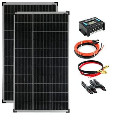 Abbildung von Komplettset 2x140 Watt Solarmodul Laderegler Photovoltaik Inselanlage