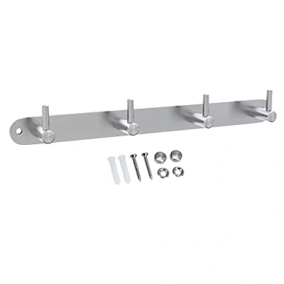 Abbildung von INTIRILIFE Edelstahl Garderobenleiste Modell B 4 Haken 30 x 4.2 cm Kleiderhaken Garderobe Hakenleiste in 5 verschiedenen Designs
